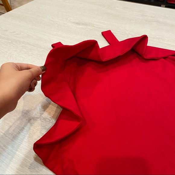 NWT Toit Volant Women's Monica Ruffle Flare Shift Short Dress Red Size Small - Picture 5 of 11